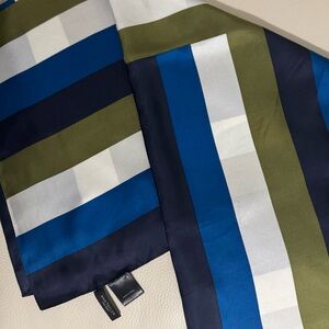 Striped Silk Scarf in Blue, Green, and White